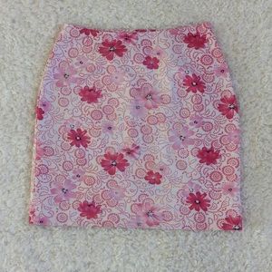 Ann Taylor Pink and White Floral Skirt